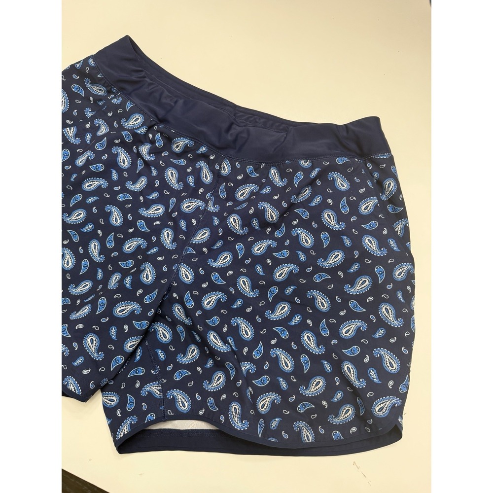 Lands' End Women's‎ Swim Skirt Skort Size 16 Blue Paisley Hidden Pocket.    5241